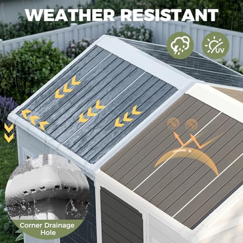 restland 8x6 ft resin storage shed with floor, side view