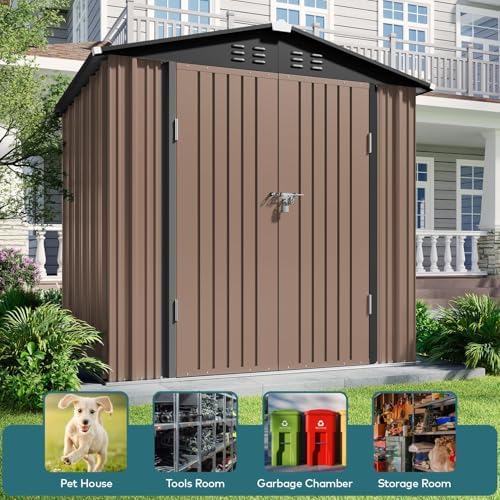 gizoon 6 x 4 ft outdoor storage shed, side view
