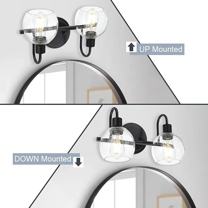 WINSHEN Black 2-Lights Wall Sconce Lighting - Image 3