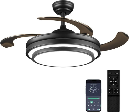 42 Inch Black Modern Ceiling Fan