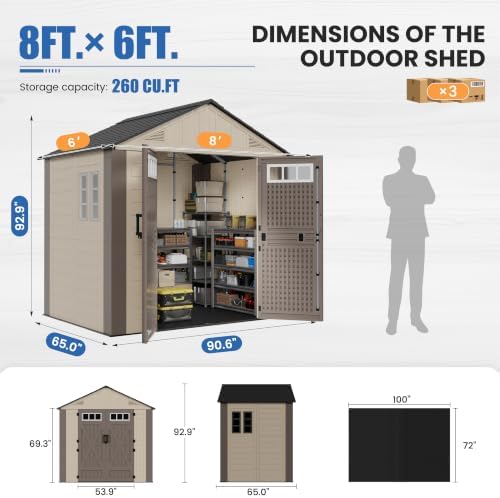 amopatio 8x6 ft outdoor storage shed with floor shown in use