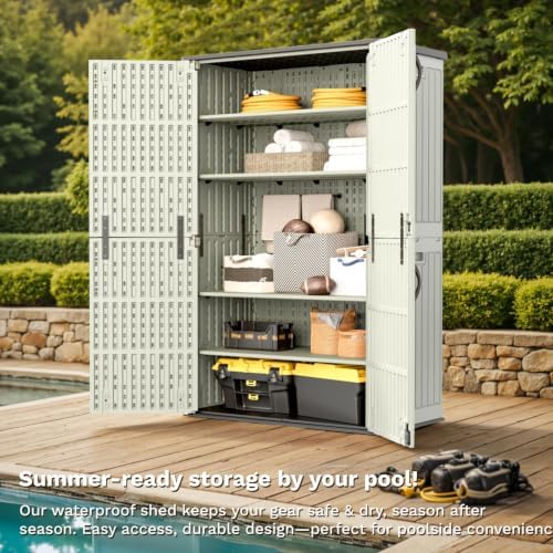 patiowell 50 cu.ft resin horizontal outdoor storage shed, package contents