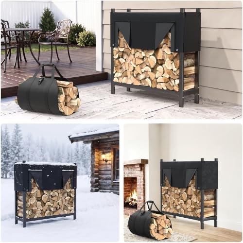 torack heavy duty 48 in/4 ft firewood rack shown in use