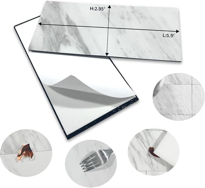 AULIGET 4-Piece White Marble Look Peel and Stick Backsplash Wall Tiles - Image 5