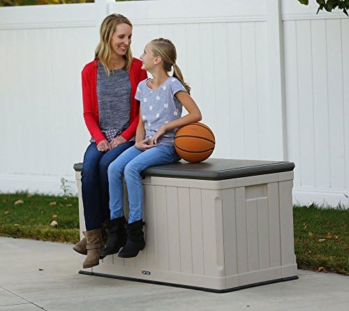lifetime 60186 heavy-duty outdoor storage deck box, 116 shown in use