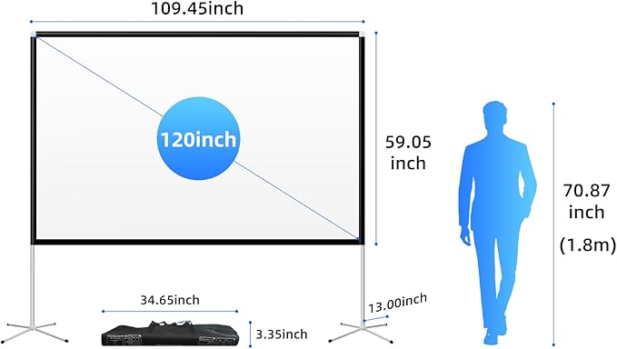 Projector Screen Outdoor Portable Movie: 120 inch Foldable Projection Screen - Image 5