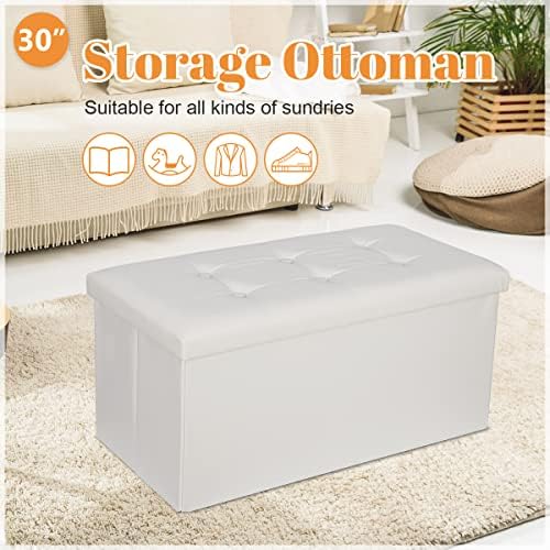 zenstyle 30inches storage ottoman bench, folding footrest stool, close-up detail