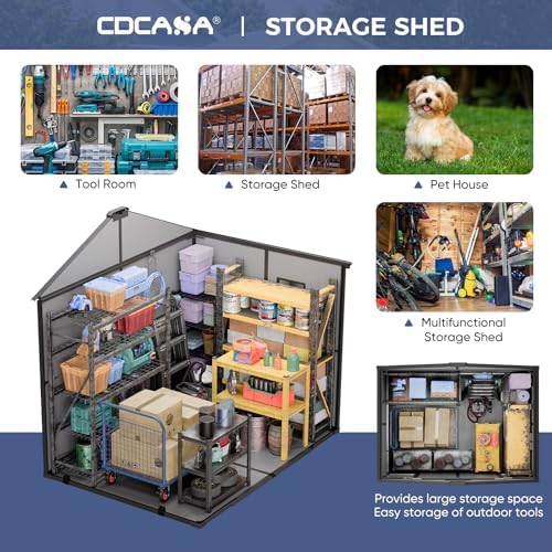 cdcasa 8x6x7 ft resin shed with floor included on a desk or shelf