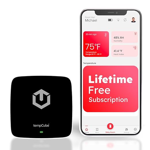 tempCube WiFi Temperature & Humidity Sensor | Connects 2.4 GHz – Real-Time 24/7 by tempCube