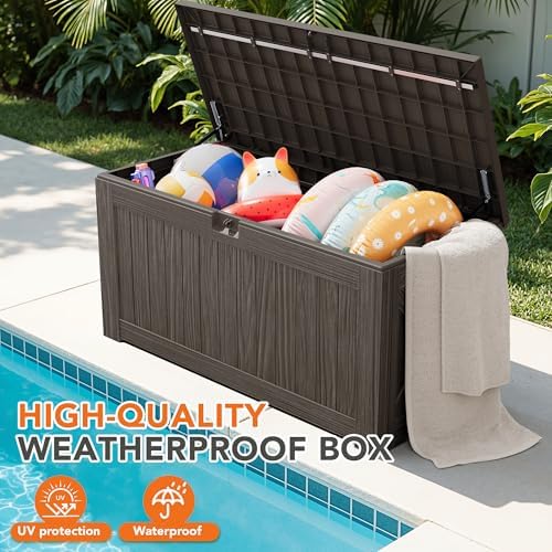 130 gallon deck box outdoor indoor waterproof storage, close-up detail