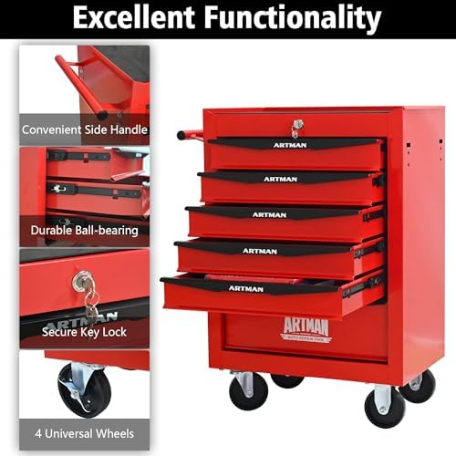 ryh 6 drawers rolling tool chest 30.5" h, side view