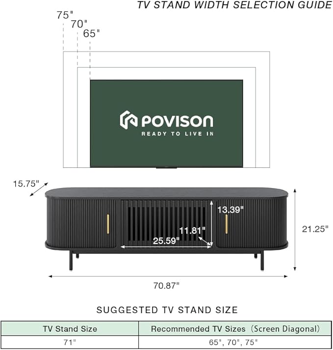 POVISON Sliding Tambour Door TV Stand - Image 4