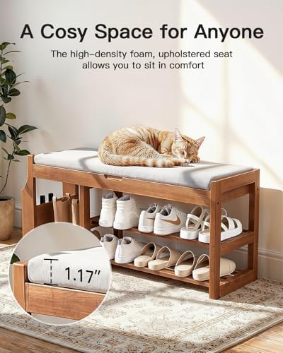 pipishell 34" pine wood shoe bench entryway with, package contents