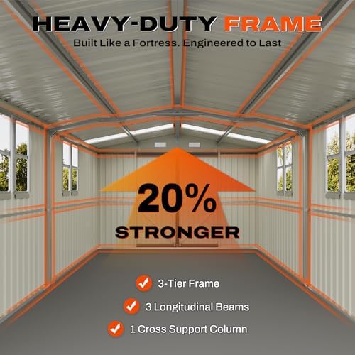 quictent 10x16 ft outdoor storage shed, metal workshop, side view