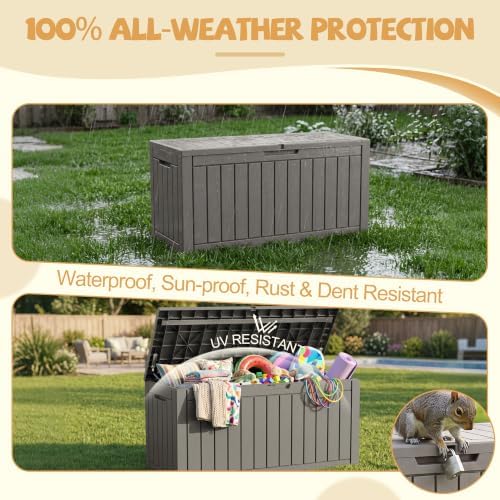 outdoor storage box waterproof, 180 gal gen 2 shown in use