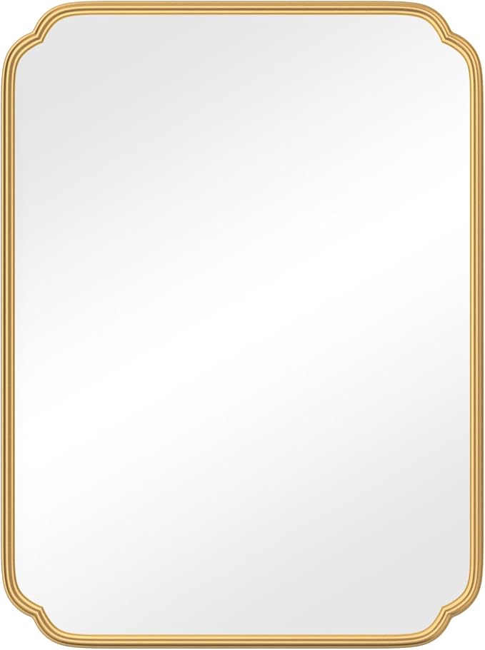 30" x 40"Gold Bathroom Mirror for Over Sink, Modern Rounded Corner Rectangle - Image 9