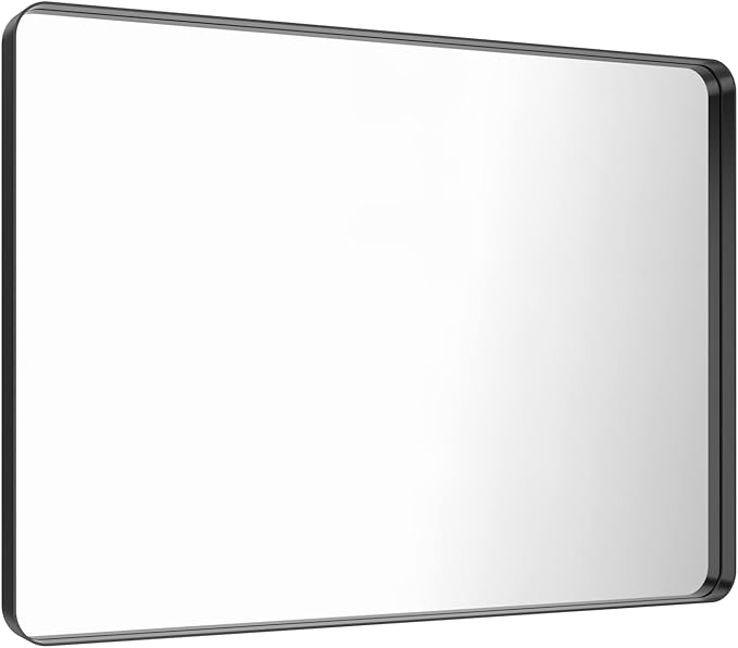 LOAAO 48X32 Inch Black Metal Framed Bathroom Mirror - Image 3
