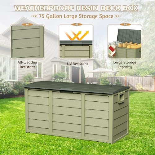 suncrown 75 gallon deck storage box resin outdoor, package contents