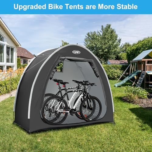 unp bike storage shed tent, waterproof bike storage, front angle view