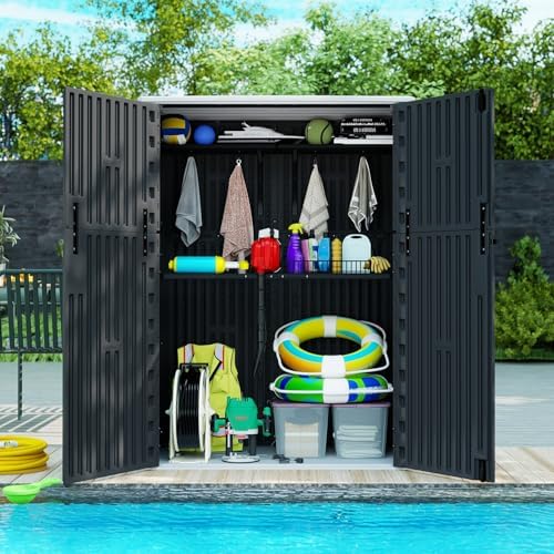 zzm 57 cu.ft outdoor storage shed with floor, side view