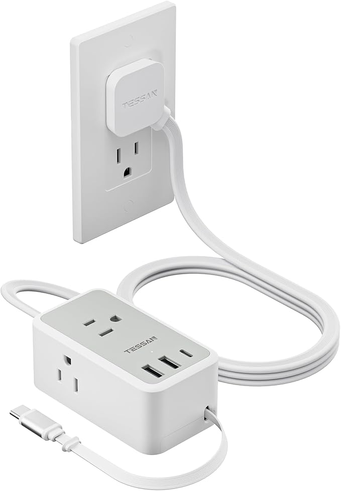 TESSAN Small Flat Plug Power Strip by TESSAN