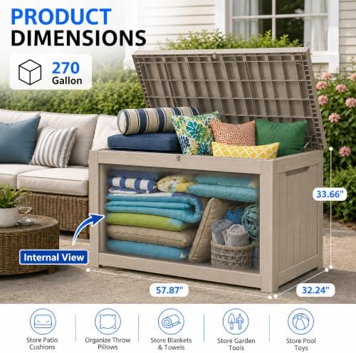 300 gallon outdoor storage box resin deck box shown in use