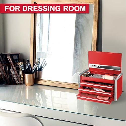 p.i.t. mini tool box,3 drawers small metal toolbox, package contents
