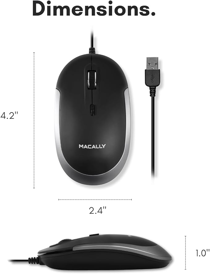 Macally Silent Wired Mouse - Image 5