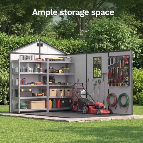 patiowell 8x10 ft resin outdoor storage shed with, package contents