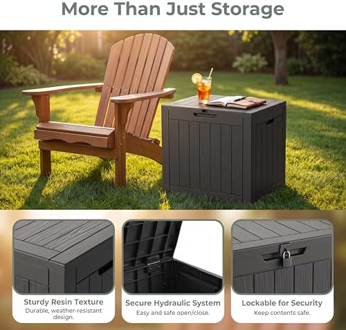 nicbex 30 gallon deck box, waterproof resin outdoor, close-up detail
