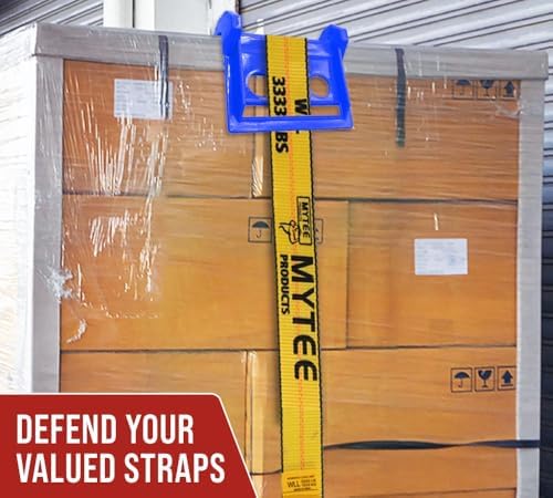 Mytee Products (20 Pieces Blue 4"x6" Flatbed Edge Protectors with Carrying Case - 4" Winch Ratchet Straps Corner Protectors for Flatbed Cargo Load