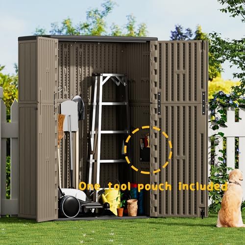 mrosaa outdoor storage shed waterproof,resin storage cabinet outdoor showing dimensions