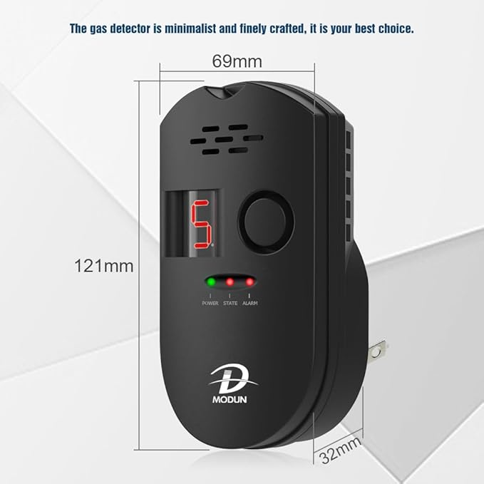 D MODUN Gas Detector, Natural Gas/LPG/City Coal Gas Leak Detector, Plug-in - Image 7