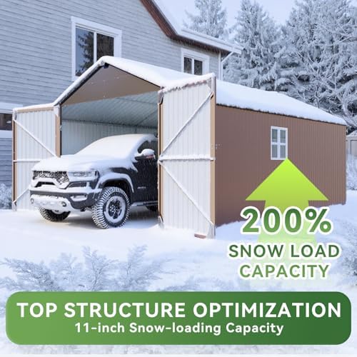 aoxun 12'x20' carport shed outdoor metal storage sheds, front angle view