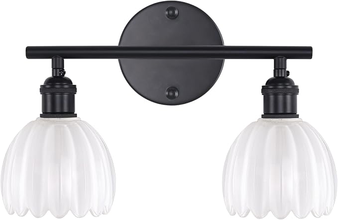 Shenmoyl Bathroom Light Fixtures, 2-Light Black Vanity Wall Light Over Mirror by Shenmoyl