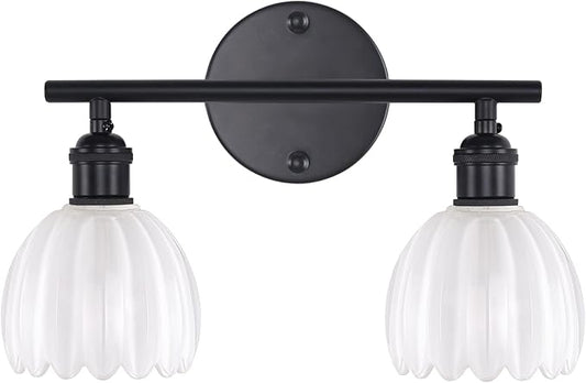Shenmoyl Bathroom Light Fixtures, 2-Light Black Vanity Wall Light Over Mirror by Shenmoyl