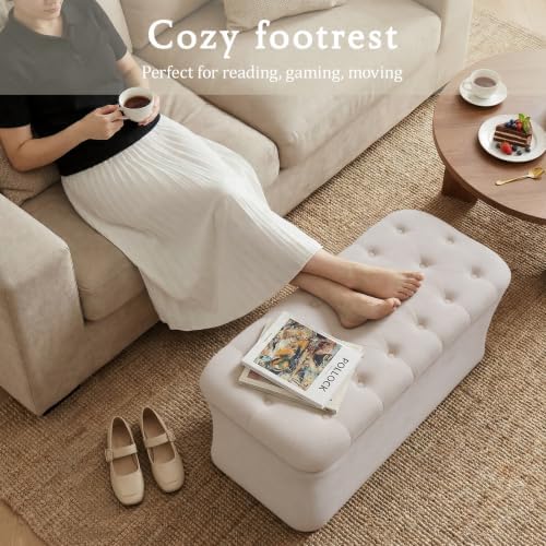 onbrill storage ottoman bench, end of bed bench, side view
