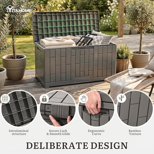 yitahome 60 gallon resin deck box, close-up detail