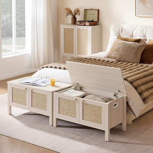 sicotas rattan storage bench boho storage chest with, package contents
