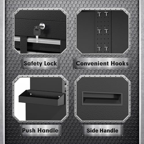 intergreat rolling tool chest, 5-drawer tool box organizer showing dimensions