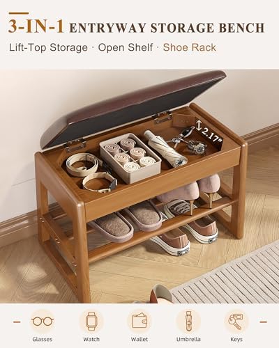 shoe rack bench with hidden storage, 2‑tier solid, package contents