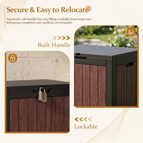 efu outdoor storage deck box (55 gallon, gen, close-up detail