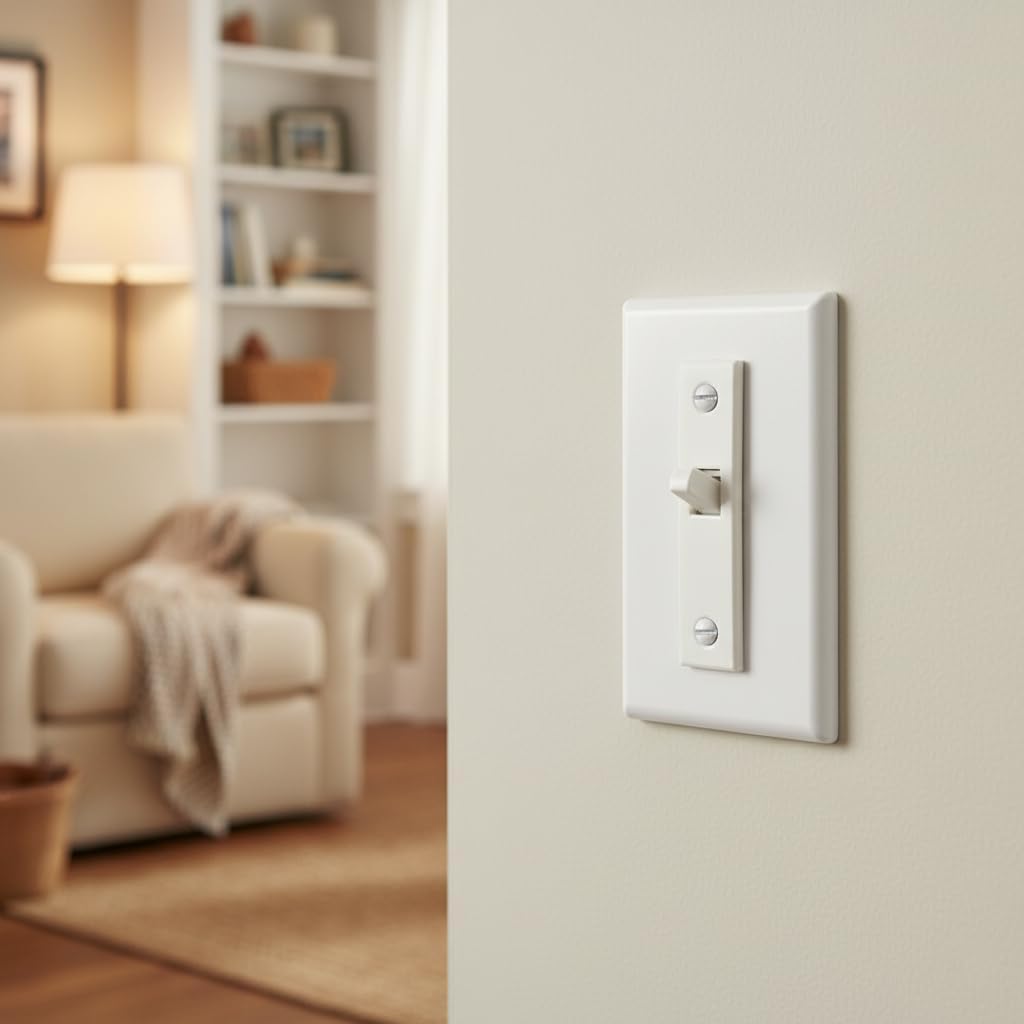 Light Switch Lock - Switch Safety Locker Child Proof Switch Guards for Standard Toggle Switches - Baby Safety Light Switch Cover Protector - Prevents Accidental On/Off (White, 2 Pack)