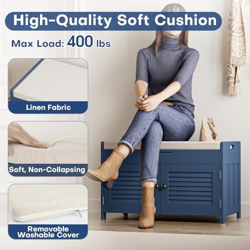 warmhoniu shoe storage bench with 2 drawers storage showing dimensions