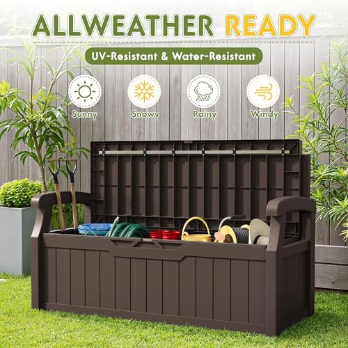 greesum 80 gallon outdoor storage bench deck box, package contents