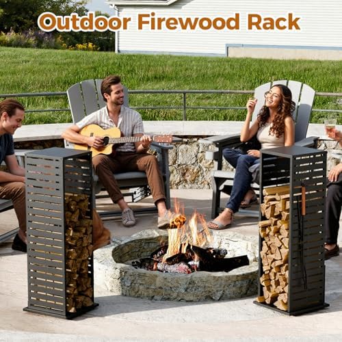 4ft firewood rack，fire wood log holder as indoor, side view