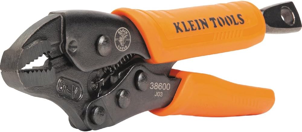 Klein Tools 38600 Curved Jaw Locking Pliers with Quick Release Handles, Intuitive Thumb Knob, High Torque, Mole Grips for Clamping and Gripping, 5-Inch