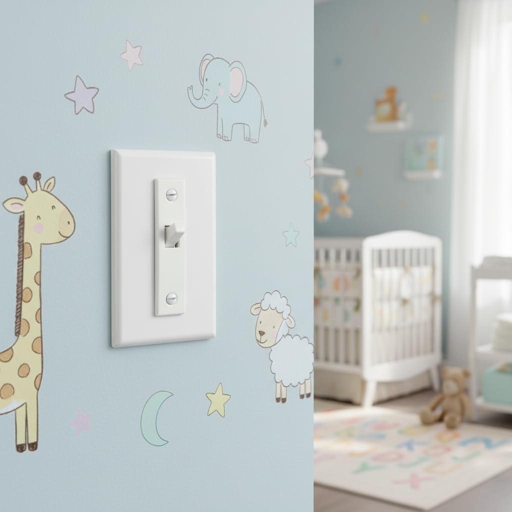 Light Switch Lock - Switch Safety Locker Child Proof Switch Guards for Standard Toggle Switches - Baby Safety Light Switch Cover Protector - Prevents Accidental On/Off (White, 2 Pack)