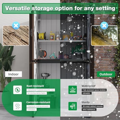 aecojoy outdoor storage cabinet waterproof, 70'' large vertical shown in use