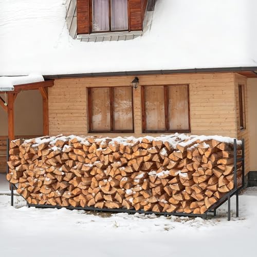 caduke 8.2ft firewood rack outdoor & indoor, heavy, front angle view